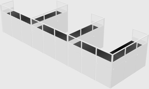 Shared l-shaped cubicle