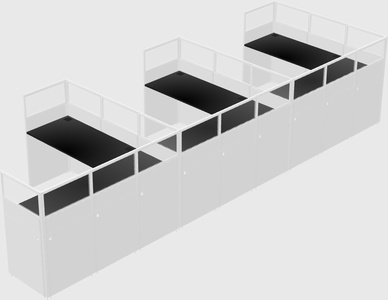 Shared l-shaped cubicle