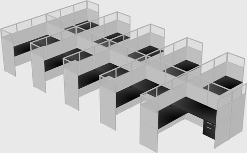 Shared l-shaped cubicle