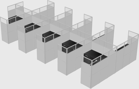 Shared l-shaped cubicle