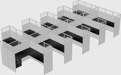 Shared l-shaped cubicle