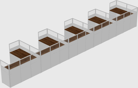 Shared l-shaped cubicle