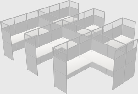 Shared l-shaped cubicle