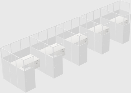 Shared l-shaped cubicle