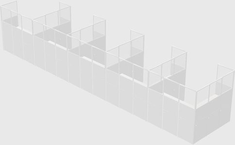 Shared l-shaped cubicle