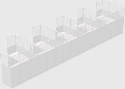 Shared l-shaped cubicle