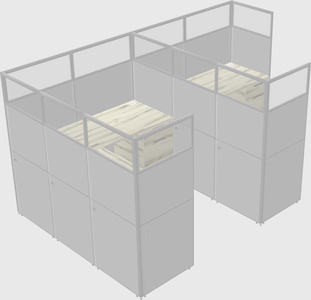 Shared l-shaped cubicle
