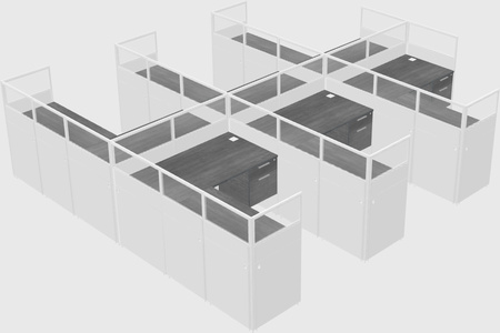 Shared l-shaped cubicle