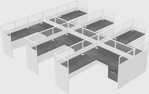 Shared l-shaped cubicle