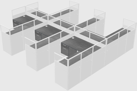 Shared l-shaped cubicle
