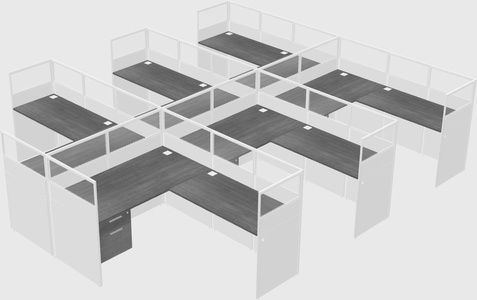 Shared l-shaped cubicle