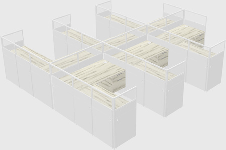 Shared l-shaped cubicle