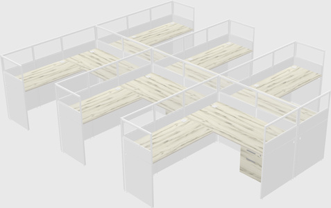 Shared l-shaped cubicle