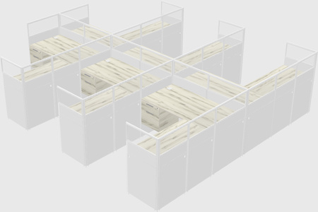 Shared l-shaped cubicle