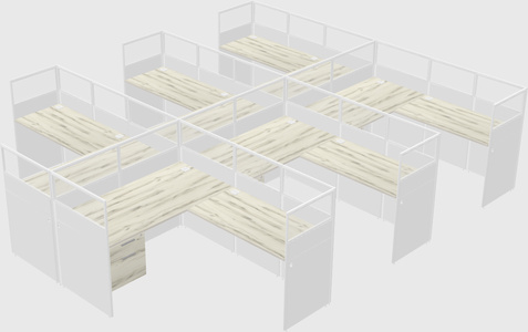 Shared l-shaped cubicle