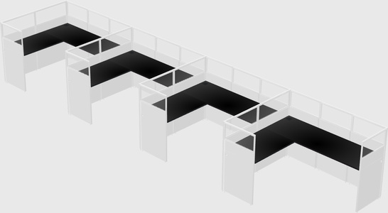 Shared l-shaped cubicle