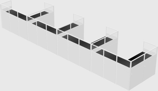 Shared l-shaped cubicle