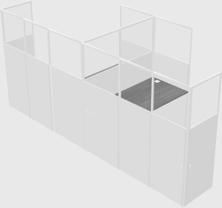 Shared l-shaped cubicle