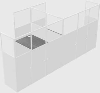Shared l-shaped cubicle