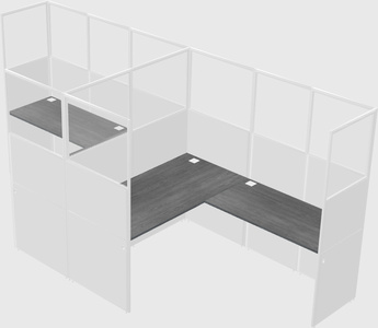 Shared l-shaped cubicle