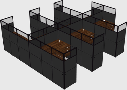 Shared l-shaped cubicle
