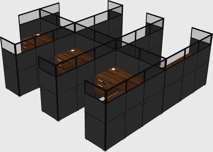 Shared l-shaped cubicle