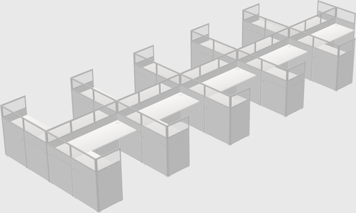 Shared l-shaped cubicle