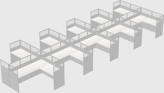 Shared l-shaped cubicle
