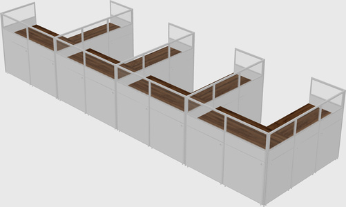 Shared l-shaped cubicle