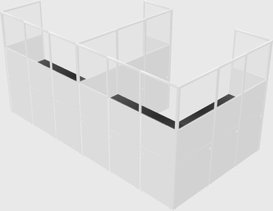 Shared l-shaped cubicle