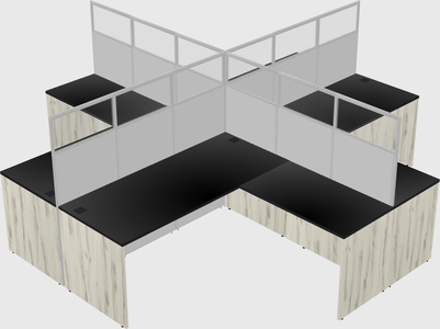 Shared l-shaped cubicles