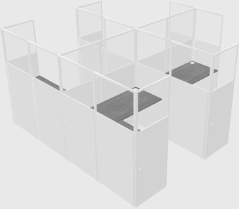 Shared l-shaped cubicle
