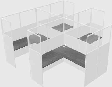 Shared l-shaped cubicle