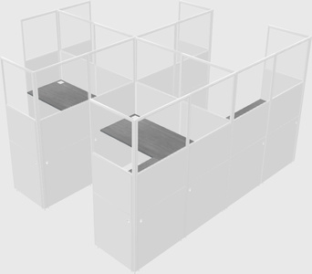 Shared l-shaped cubicle