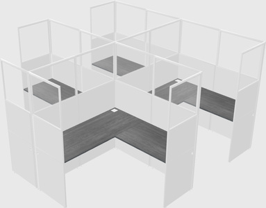 Shared l-shaped cubicle