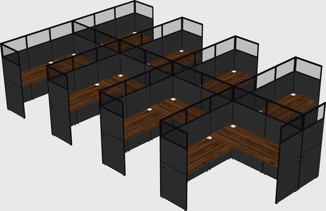 Shared l-shaped cubicle