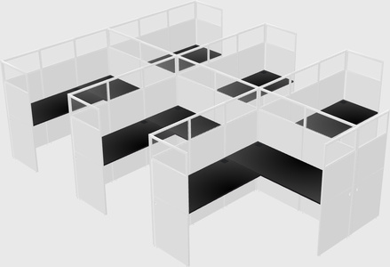 Shared l-shaped cubicle