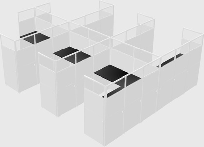 Shared l-shaped cubicle