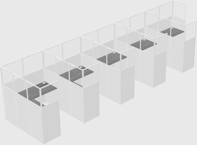 Shared l-shaped cubicle