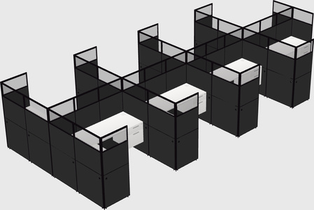 Shared l-shaped cubicle
