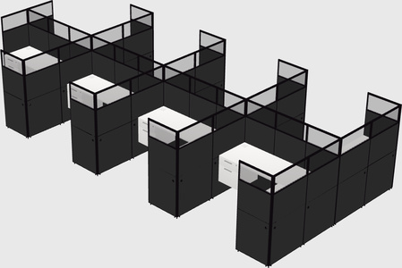 Shared l-shaped cubicle