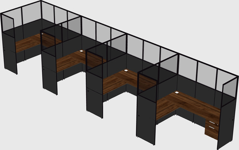 Shared l-shaped cubicle