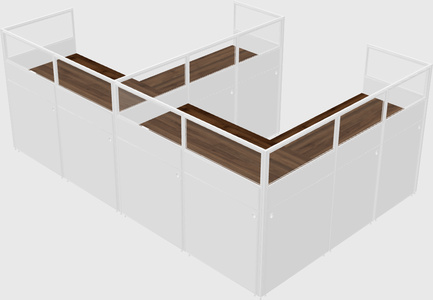 Shared l-shaped cubicle