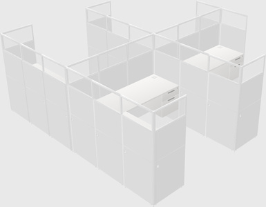Shared l-shaped cubicle
