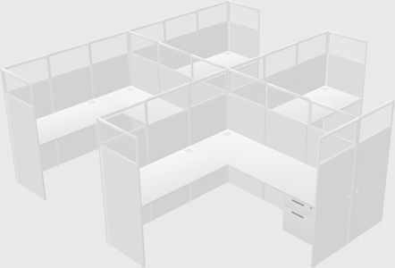Shared l-shaped cubicle