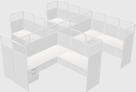 Shared l-shaped cubicle