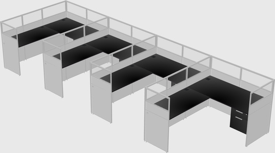 Shared l-shaped cubicle