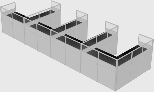 Shared l-shaped cubicle