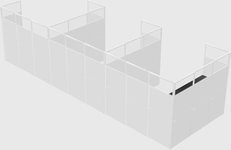 Shared l-shaped cubicle