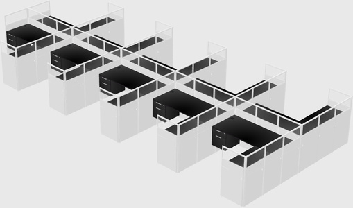 Shared l-shaped cubicle